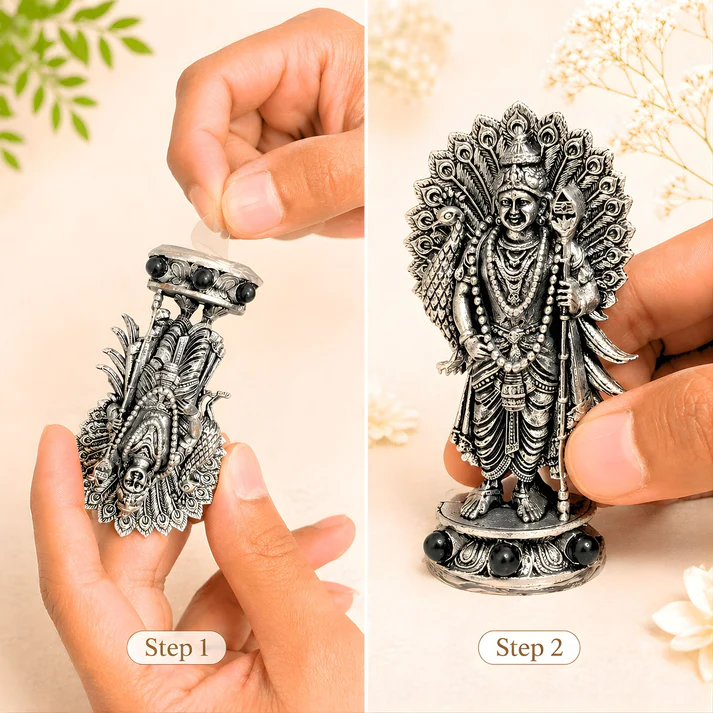 Sri Venkateswara Mahalakshmi & Lord Murugan Idol Combo ( Silver Plated )